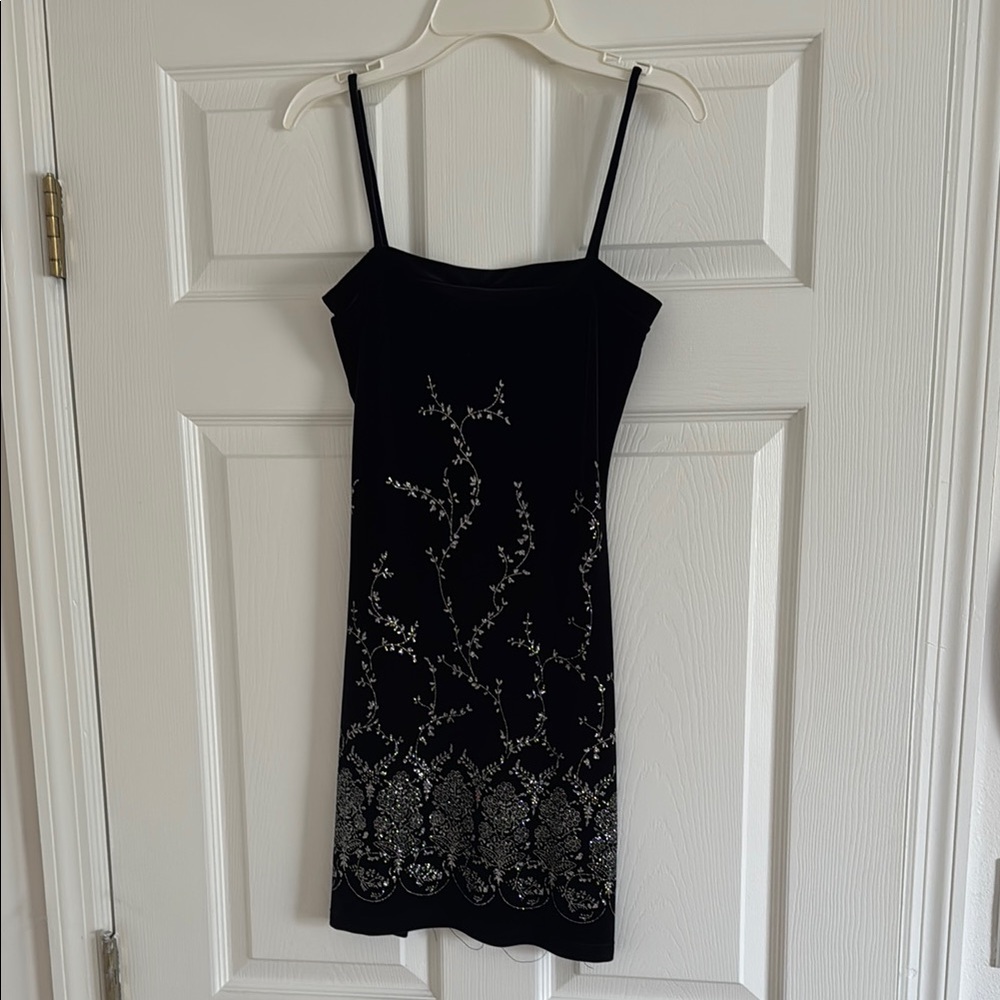 Sexy Black Dress with Silver Embroidery
